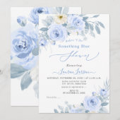 Invitation ArtsApp H2 Dusty Blue Roses Fête des mariées (Devant / Derrière)