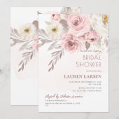 Invitation ArtsApp H2 Dusty Rose Roses Fête des mariées (Devant / Derrière)