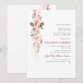 Invitation ArtsApp H2 Dusty Rose Roses Fête des mariées (Devant / Derrière)