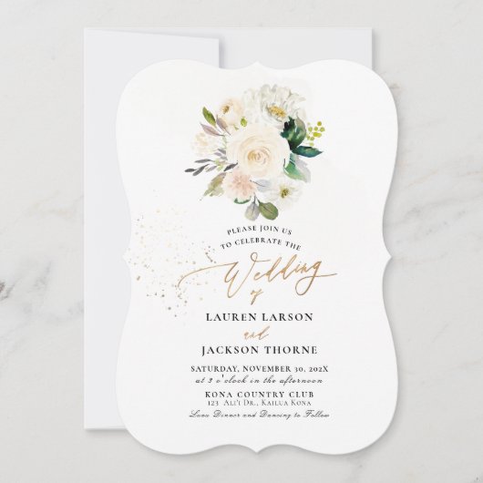 Invitation ArtsApp H2 Elegant Alabaster Cream Rose Mariage (Devant)