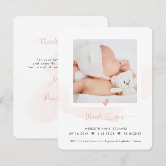 Invitation ArtsApp H2 Merci de douche+Faire-part de naissance (Devant / Derrière)