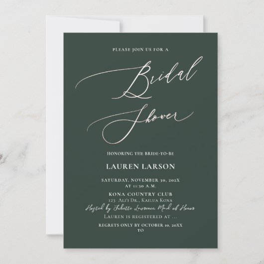 Invitation ArtsApp Luxe Calligraphie Vert Forêt Luxuriant (Devant)