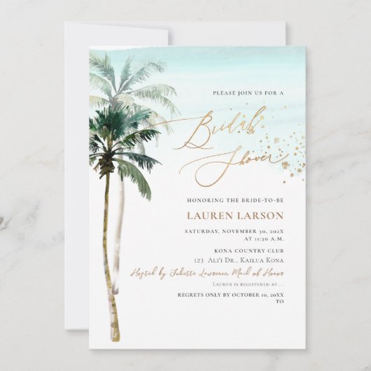 Invitation ArtsApp Tropical Paradise Faux Gold Calligraphy (Devant)