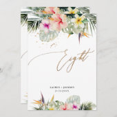 Invitation ArtsApp Tropical Paradise Faux Gold Table Huit (Devant / Derrière)