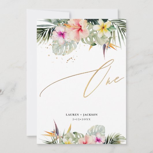 Invitation ArtsApp Tropical Paradise Faux Gold Table One (Devant)