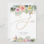 Invitation ArtsApp Tropical Paradise Faux Gold Table Six (Devant)