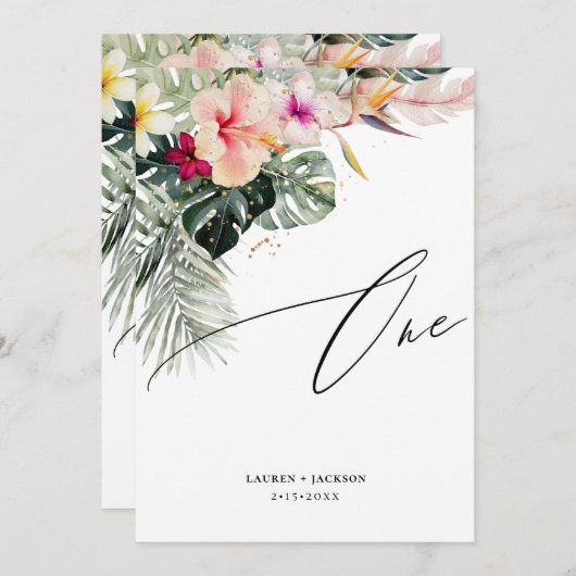 Invitation ArtsApp Tropical Paradise Gold Dust Table One (Devant / Derrière)