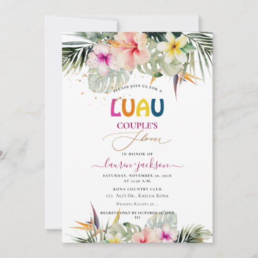 Invitation ArtsApp Tropical Paradise Luau Douche Couples (Devant)