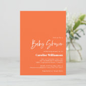 Invitation Artsy Abstrait Baby shower Botanique Orange (Debout devant)
