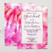 Invitation Artsy Abstrait Été Neon rose pourpre teint Tie Dye (Devant / Derrière)