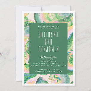 Invitation Artsy Abstrait Mariage d'aquarelle verte moderne