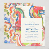 Invitation Artsy Abstrait Moderne Watercolor Graduation Party (Devant / Derrière)