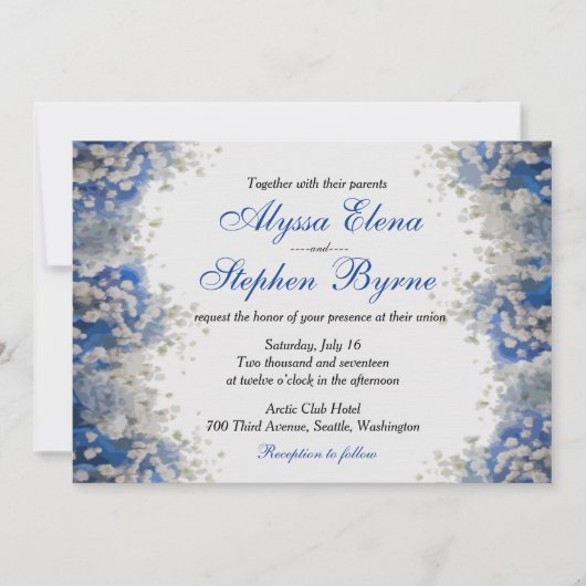 Invitation Artsy Bébé's Breath on Blue Petals Wedding Invitat (Devant)