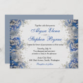 Invitation Artsy Bébé's Breath on Blue Petals Wedding Invitat (Devant / Derrière)