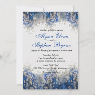 Invitation Artsy Bébé's Breath on Blue Petals Wedding Invitat