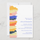 Invitation Artsy Bleu Abstrait Art Mariage photo unique (Devant)