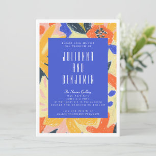 Invitation Artsy bleu moderne Mariage botanique Abstrait