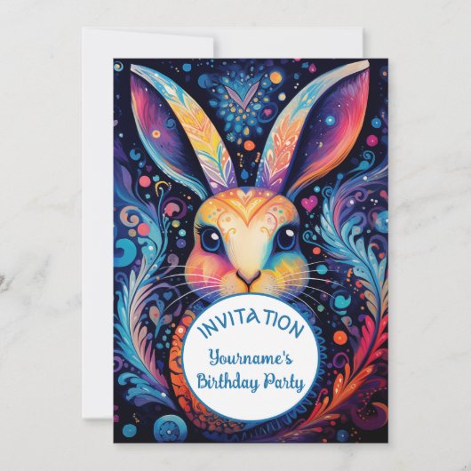 Invitation Artsy Bunny coloré (Devant)