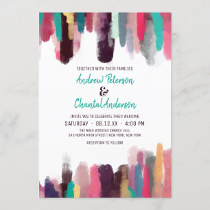Invitation Artsy Chic Abstrait coloré Mariage de peinture