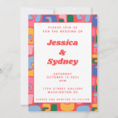 Invitation Artsy coloré moderne Abstrait Formes rouges Mariag (Devant)