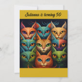 Invitation Artsy Colorée Attitude Chat Anniversaire (Devant)