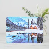 Invitation Artsy de chalet de lac (Debout devant)