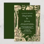 Invitation Artsy d'or foncé Champignons Mariage de bois (Devant / Derrière)