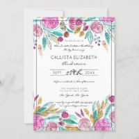 Artsy Elegant rose Turquoise Aquarelle Florale dou