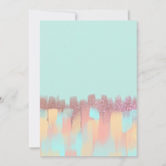 Invitation Artsy Girly Turquoise Parties scintillant rose bro (Dos)