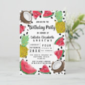 Invitation Artsy Moderne Fruit Pois Aquarelle Anniversaire (Debout devant)