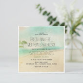 Invitation Artsy Retro Vintage Plage paisible Mariage Invitat (Debout devant)