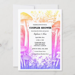 Invitation Artsy rose Couple Douche Champignons Mariage de bo