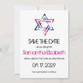 Invitation Artsy Star de David Bar Bat mitzvah Enregistrer la (Devant)