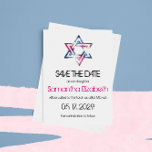 Invitation Artsy Star de David Bar Bat mitzvah Enregistrer la<br><div class="desc">L'Etoile de David dans les tons rose et bleu dans une texture grungy artistique est imprimé sur ces Bar & Bat mitzvah enregistrer les cartes de date. Pour votre fils ou votre fille.</div>