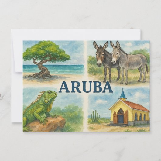 Invitation Aruba multivu aquarelle (Devant)