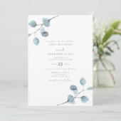 Invitation ARYA Rustique Aquarelle Eucalyptus Mariage de verd (Debout devant)