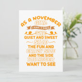 Invitation As A November Girl I Have 3 Sides  (Debout devant)