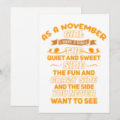 Invitation As A November Girl I Have 3 Sides  (Devant / Derrière)