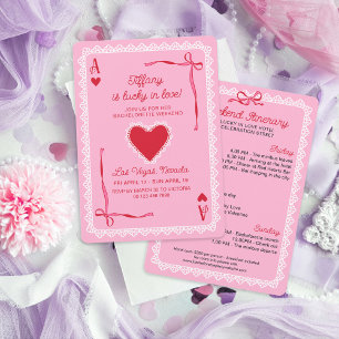 Invitation As de cœur en dentelle rose Lucky in Love Enterrem