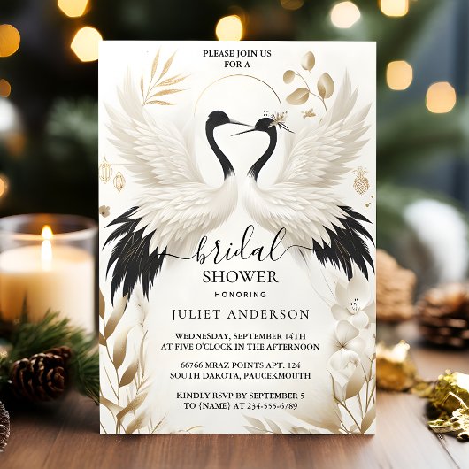 Invitation As Feather Asian Sky Cloud Crane Fun Bridal Shower