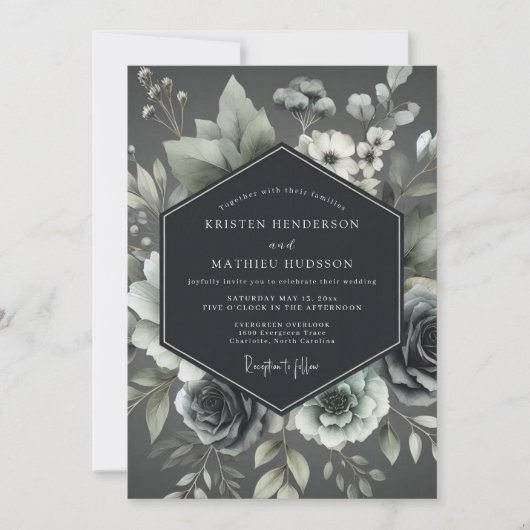 Invitation Ash Elegant Botanical Wedding (Devant)