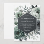 Invitation Ash Green Moody Bloom Wedding (Devant / Derrière)