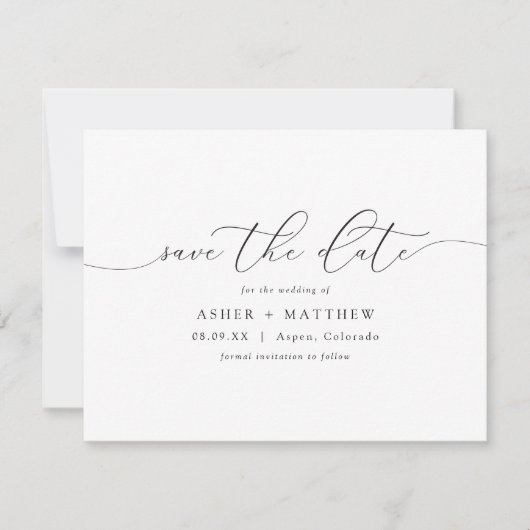 Invitation ASHER Elegant Calligraphy Horizontal Enregistrer l (Devant)