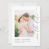 Invitation ASHER Elegant Calligraphy Photo Enregistrer la dat (Devant)