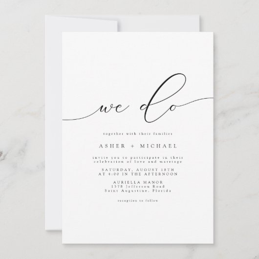 Invitation ASHER Elegant Script de calligraphie Nous faisons  (Devant)
