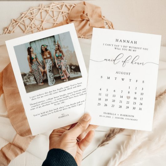 Invitation ASHER Modern Script Calendar Maid Honor Propositio
