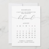 Invitation ASHER Modern Script Calendrier Bridesmaid Proposit (Devant)