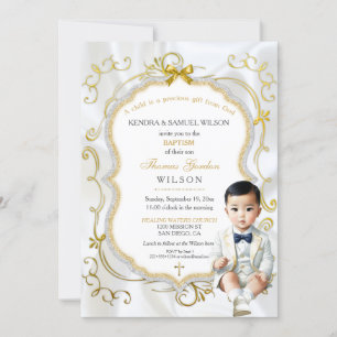 Invitation Asiatique Baby Boy Baptism Communion Christening