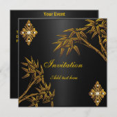 Invitation Asiatique Or et Noir (Devant / Derrière)