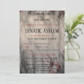 Invitation Asile lunatique fête d'anniversaire (Debout devant)